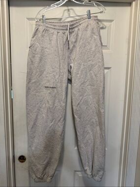 Uncle studio Light Gray Fleece Sweatpants with Black Logo Tag